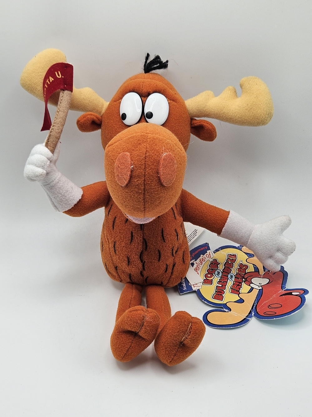 NEW VINTAGE Bullwinkle J Moose Plush Wossamotta U. STUFFINS Plush 9" CVS 1999